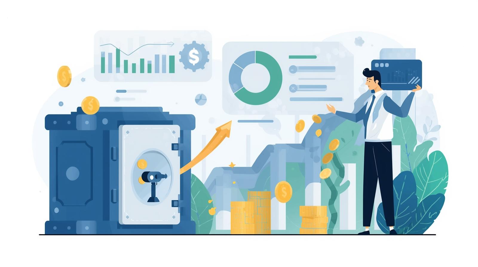 Secure vault with financial analytics and revenue growth